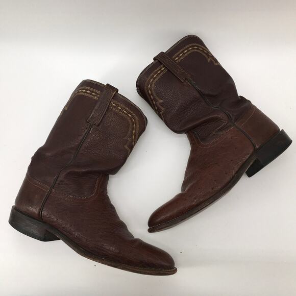 Lucchese 2000 Mens T0104C2 Chocolate Brown Leather Roper Cowboy Boots Size 10.5D main image 10